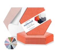 Mollywell Hexagon Acoustic Panels, High Density, Soundproofing, Decorative Noise Reduction Felt Wall Tiles for Ceilings, Home Office & Gaming Room (Orange), 14x12x0.4 Inch
