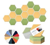 Mollywell Hexagon Acoustic Panels, High Density, Soundproofing, Decorative Noise Reduction Felt Wall Tiles for Ceilings, Home Office & Gaming Room (Yellow and Fruit Green), 14x12x0.4 Inch