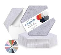 Mollywell Hexagon Acoustic Panels, High Density, Soundproofing, Decorative Noise Reduction Felt Wall Tiles for Ceilings, Home Office & Gaming Room (Silver Gray), 14x12x0.4 Inch