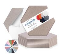 Mollywell Hexagon Acoustic Panels, High Density, Soundproofing, Decorative Noise Reduction Felt Wall Tiles for Ceilings, Home Office & Gaming Room (Dark Camel), 14x12x0.4 Inch