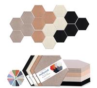 Mollywell Hexagon Acoustic Panels, High Density, Soundproofing, Decorative Noise Reduction Felt Wall Tiles for Studio, Home, Office (Deep Camel, Deep Brown, Black, Light Camel), 14x12x0.4 Inch