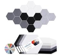 Mollywell Hexagon Acoustic Panels, High Density, Soundproofing, Decorative Noise Reduction Felt Wall Tiles for Studio, Office, Home (Silver Gray, Moon Gray, Black, White), 14x12x0.4 Inch