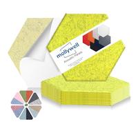 Mollywell Hexagon Acoustic Panels, High Density, Soundproofing, Decorative Noise Reduction Felt Wall Tiles for Ceilings, Home Office & Gaming Room (Lemon Green), 14x12x0.4 Inch