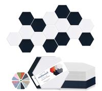 Mollywell Hexagon Acoustic Panels, High Density, Soundproofing, Decorative Noise Reduction Felt Wall Tiles for Ceilings, Home Office & Gaming Room (Deep Blue and White), 14x12x0.4 Inch
