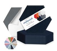 Mollywell Hexagon Acoustic Panels, High Density, Soundproofing, Decorative Noise Reduction Felt Wall Tiles for Ceilings, Home Office & Gaming Room (Deep Blue), 14x12x0.4 Inch