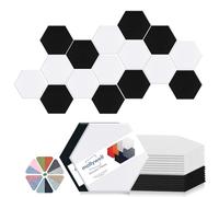 Mollywell Hexagon Acoustic Panels, High Density, Soundproofing, Decorative Noise Reduction Felt Wall Tiles for Ceilings, Home Office & Gaming Room (Black and White), 14x12x0.4 Inch