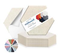 Mollywell Hexagon Acoustic Wall Panels, 35x30 cm, High Density, Sound Proofing Wall Decor, Self Adhesive Felt Tiles for Home, Studio, Office & Focus Zone, 8 Pack, Light Camel