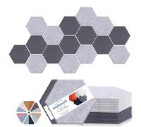 Mollywell Hexagon Acoustic Wall Panels, 35x30 cm, High Density, Sound Proofing Wall Decor, Self Adhesive Felt Tiles for Home, Studio, Office & Focus Zone, 16 Pack, Silver & Moon Gray