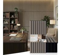 Mollywell Wood Slat Wall Panels, Time-Saving Installation, Wood Veneer, Sound Proofing Wall Decor, Sound Dampening Fluted Design for Home, Studio, Office & Focus Zone, 60x30 cm, Gray Oak, 10 Pack