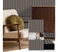 Mollywell Wood Slat Wall Panels, Time-Saving Installation, Wood Veneer, Sound Proofing Wall Decor, Sound Dampening Fluted Design for Home, Studio, Office & Focus Zone, 60x30 cm, Gray Oak, 6 Pack