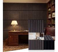 Mollywell Wood Slat Wall Panels, Time-Saving Installation, Wood Veneer, Sound Proofing Wall Decor, Sound Dampening Fluted Design for Home, Studio, Office & Focus Zone, 60x30 cm, Brown Oak, 10 Pack
