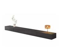 MollyYou Floating TV Stand 240cm Black Wood TV Storage Component Shelves With 2 Drawers And Door, For Living Room,Bedroom