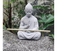 MOLMH Zen Meditating Monkey King Sculpture with Alloy Magic Staff,Buddha Statue, Perfect for Home Decor, Garden Decor, Zen Decor and Aquarium Decor, Size 5.47" Tall x 3.74" Wide