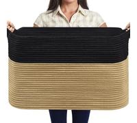 MOLMO Large Woven Storage Basket, 85L Laundry Hamper Black & Jute