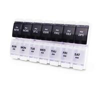 MOLN HYMY 7 Day Pill Organizer AM PM 2 Times a Day, Large Capacity Weekly Pill Box Twice Daily, Pill Case 14 Dividers BPA-Free Medicine Organizer (Black & White)