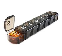 MOLN HYMY Extra Large Pill Box Organiser 7 Day One Time a Day, XL Pill Dispenser Storage Case for Medication, Supplements, Vitamins and Cod Liver Oil (Black)
