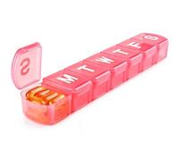 MOLN HYMY Extra Large Pill Box Organiser 7 Day One Time a Day, XL Pill Dispenser Storage Case for Medication, Supplements, Vitamins and Cod Liver Oil (Pink)