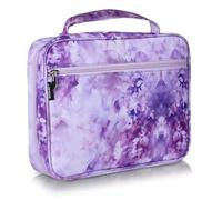 MOLNESO Purple Floral Bible Cover for Women, 11x9x3inch Large Waterproof Bible Case with Handle, Thick Zippered Organizer Bag Fits Study & Journaling Bibles, Violet Flower Christian Gift