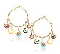 MOLOCH Derby Earrings for Women Gold Hoops Riding Suit Horseshoe Dangle Earrings Kentucky Derby Outfits Accessories, One Size, Metal, No Gemstone