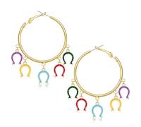 MOLOCH Derby Earrings for Women Gold Hoops Riding Suit Horseshoe Dangle Earrings Kentucky Derby Outfits Accessories, One Size, Metal, No Gemstone