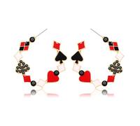 MOLOCH Queen Hearts Earrings Spade Diamond Club Heart Playing Card Suit Earrings Halloween Red Heart Queen Costume Accessories Jewelry for Women, One Size, Metal, No Gemstone