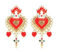MOLOCH Queen Hearts Earrings Spade Diamond Club Heart Playing Card Suit Earrings Halloween Red Heart Queen Costume Accessories Jewelry for Women, One Size, Metal, No Gemstone