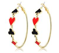 MOLOCH Queen Hearts Earrings Spade Diamond Club Heart Playing Card Suit Earrings Halloween Red Heart Queen Costume Accessories Jewelry for Women, One Size, Metal, No Gemstone