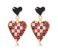 MOLOCH Queen Hearts Earrings Spade Diamond Club Heart Playing Card Suit Earrings Halloween Red Heart Queen Costume Accessories Jewelry for Women, One Size, Metal, No Gemstone