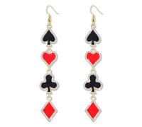 MOLOCH Queen Hearts Earrings Spade Diamond Club Heart Playing Card Suit Earrings Halloween Red Heart Queen Costume Accessories Jewelry for Women, One Size, Metal, No Gemstone