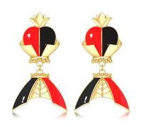 MOLOCH Queen Hearts Earrings Spade Diamond Club Heart Playing Card Suit Earrings Halloween Red Heart Queen Costume Accessories Jewelry for Women, One Size, Metal, No Gemstone