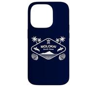 Molokai South Seas Sea Turtle Palm Trees Souvenir Hawaii Case for iPhone 14 Pro