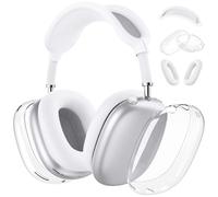 MOLOPPO 3 in 1 Case Cover for AirPods Max, Clear TPU Ear Cup Protectors & Silicone Earpad Cushions & Headband Cover, Anti-Scratch Accessories Set Compatible with Apple for AirPod Max 2024/2020, White