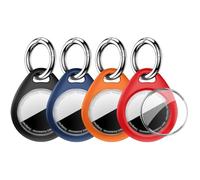 MOLOPPO for AirTag Holder for Apple - 4 Pack for Air Tag Case, Waterproof Protective Cover with Secure Keychain Loop [Fit Tightly Design] [Hold Securely] GPS Tracker Accessories,Black/Orange/Blue/Red
