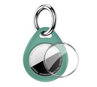 MOLOPPO for AirTag Keychain Holder with Wire Cable, Secure Lock Case for Air tag, Compatible with AirTags, Key Ring Chain Luggage,for Airtag Accessories for GPS Item Finder Tracker, Pine Green