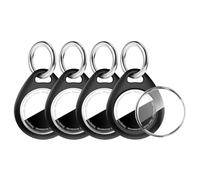 MOLOPPO Holder for Air Tags-4 Pack for Apple for AirTag Holder Keychain, Waterproof TPU Shell Protective Case with Keychain, for Air tag Accessories for GPS Item Finder Tracker, 4 Black