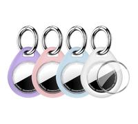 MOLOPPO Waterproof for AirTag Holder for Apple - 4 Pack for Air Tag Case, Protective Cover with Secure Keychain [Fit Tightly] [Hold Securely] GPS Tracker Accessories, Pink/Purple/Light Blue/White