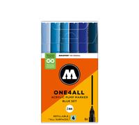 Molotow 127HS Blue Set - 6 x Acrylic Paint Marker Pens - 2mm Tip