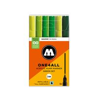 Molotow 127HS Green Set - 6 x Acrylic Paint Marker Pens - 2mm Tip
