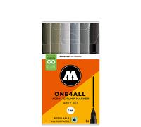 Molotow 127HS Grey Set - 6 x Acrylic Paint Marker Pens - 2mm Tip