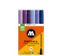 Molotow 127HS Violet Set - 6 x Acrylic Paint Marker Pens - 2mm Tip