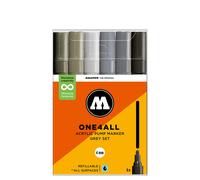 Molotow 227HS Grey Set - 6 x Acrylic Paint Marker Pump Pens - 4mm Tip