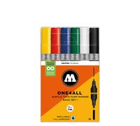Molotow Acrylic Twin Basic Set - 6 x Acrylic Paint Marker Pump Pens - Dual Tip