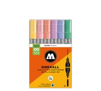 Molotow Acrylic Twin Pastel Classic Set - 6 x Paint Pump Marker Pens - Dual Tip