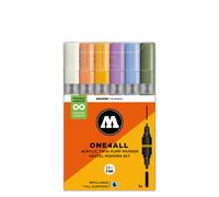 Molotow Acrylic Twin Pastel Modern Set - 6 x Paint Pump Marker Pens - Dual Tip