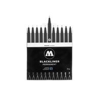 Molotow Blackliner Complete Set - 11 x Permanent Black Fineliner Marker Pens