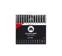 Molotow Blackliner Complete Set of 13 (Line Width 0.05 mm to 1.0 mm and Special Tips, Fineliner with Permanent, Indelible Ink) 13 Pieces Black