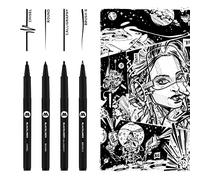 Molotow Blackliner Set 3 - 4x Black Fine Tip Marker Pens - Various Sizes