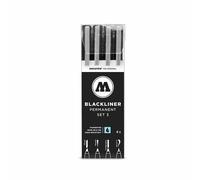 Molotow Blackliner Set 3 - 4x Black Fine Tip Marker Pens - Various Sizes