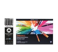 Molotow Blackliner Starter Bundle Set 1 - 4 x Black Fineliner Marker & Paper Set
