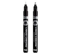 Molotow Liquid Chrome Marker Calligraphy Set (Bullet Tip 1.0 mm and Calligraphy Tip 3.0 mm, Metallic Pen with Special Ink with Real Mirror Effect) Chrome